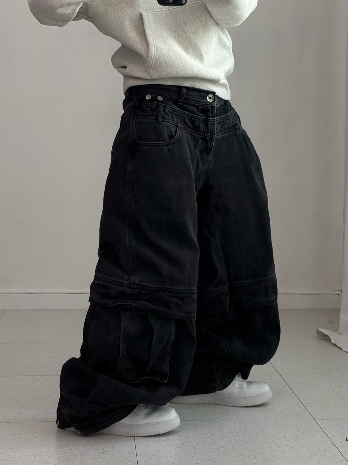 BLR x POG 커브드 라인 흑청 팬츠 상품이미지2