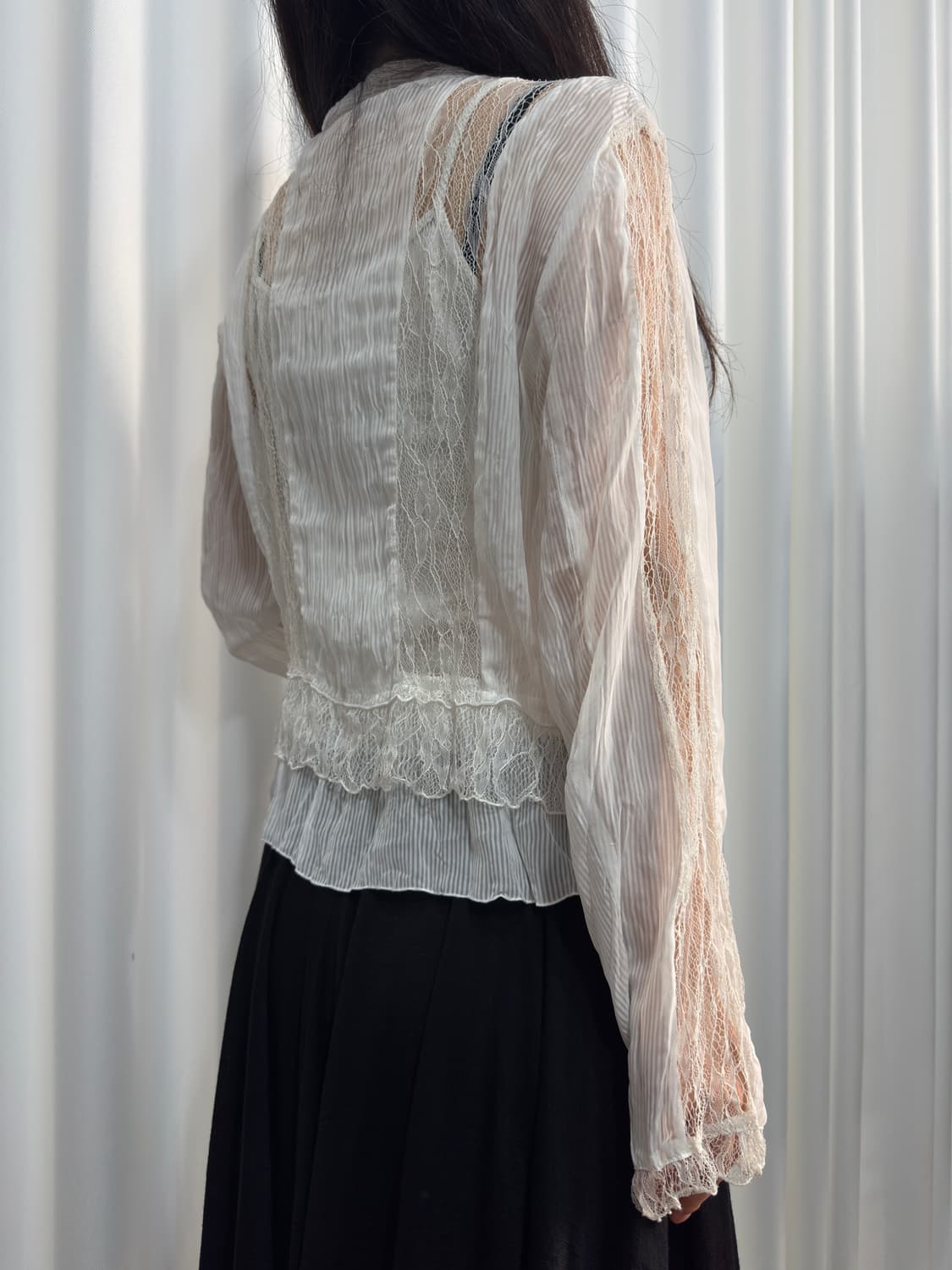 lace seethrough shirt 상품이미지5