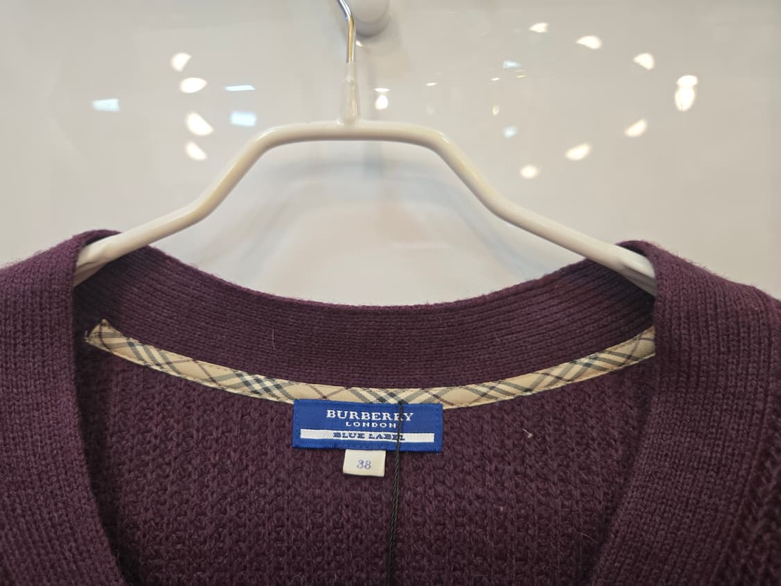 버버리 블루 라벨 버건디 롱 니트 가디건 상품이미지3