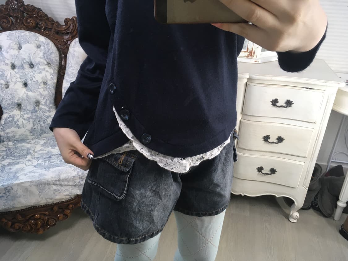 Set)네이비후드집업 + 레이스풀오버 상품이미지5