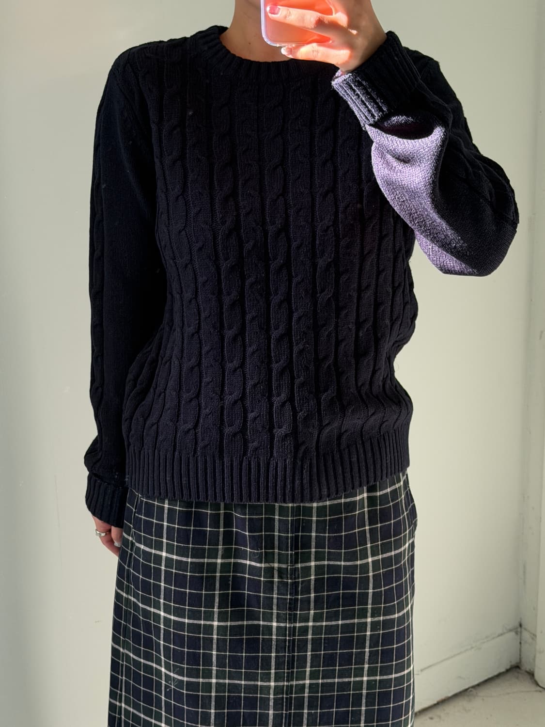 일본빈티지 빔즈 네이비 케이블니트 상품이미지1