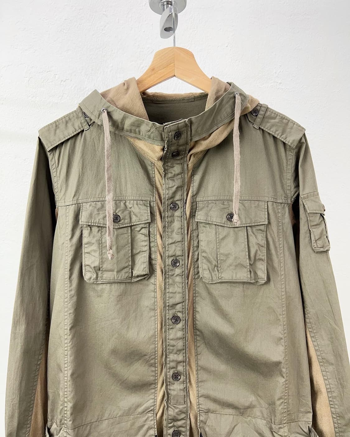 피피에프엠 카키 배색 레이어드 야상자켓  상품이미지4