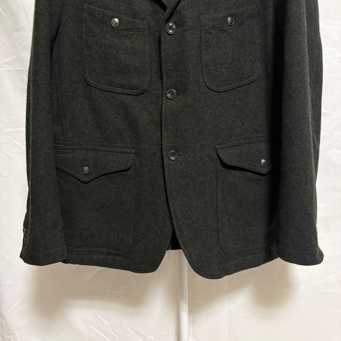 이스트로그 멜톤 울 밀리터리 블레이저 자켓 / 올리브, L 상품이미지3