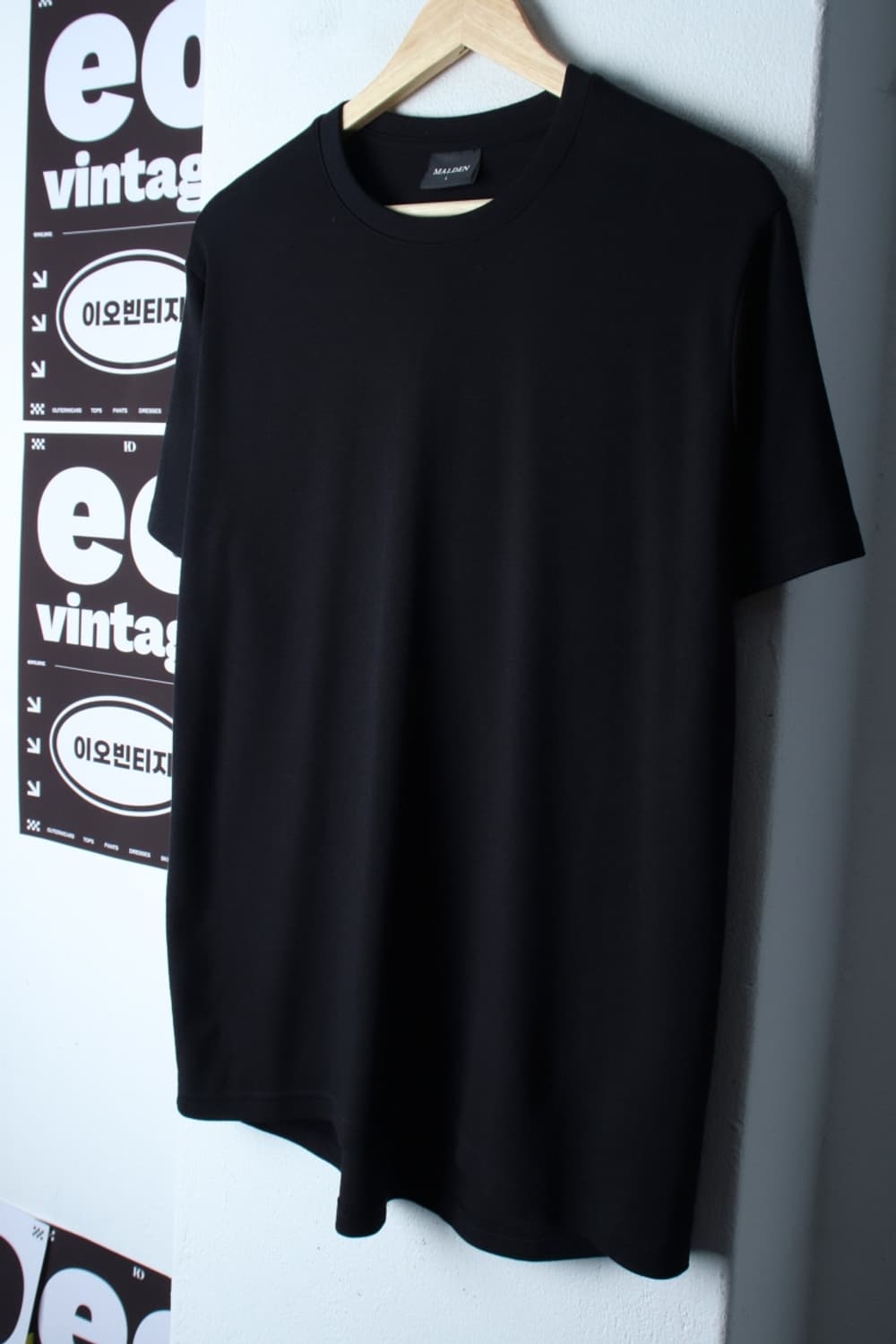 (L-XL) 몰든 반팔 티셔츠 무지 블랙 스판-H33376 상품이미지1