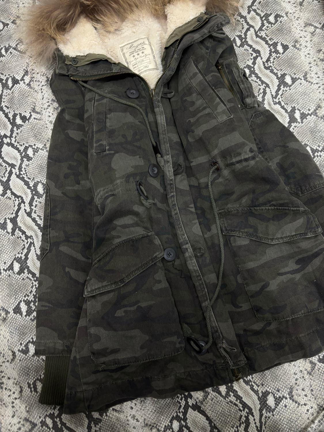 Y2K Camo Pattern Fur Parka 상품이미지6