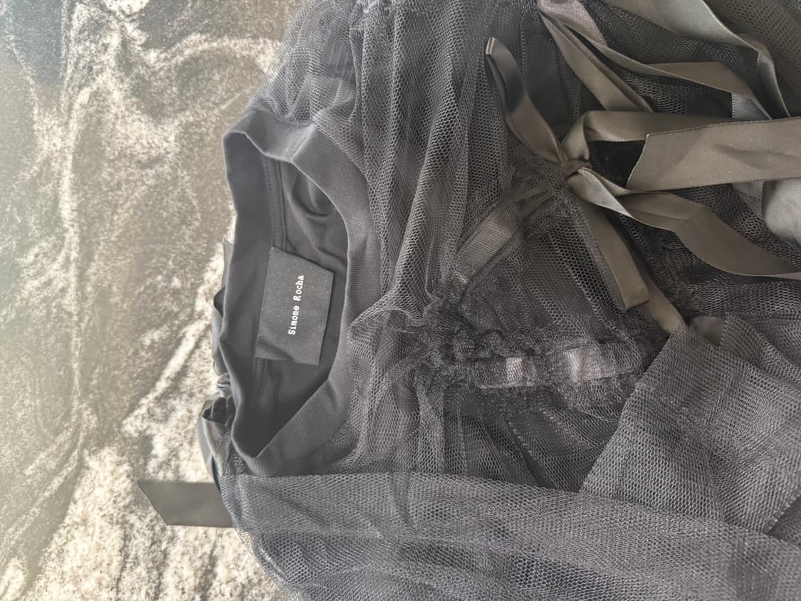 시몬로샤 블랙 메쉬 리본 티셔츠 36 상품이미지4