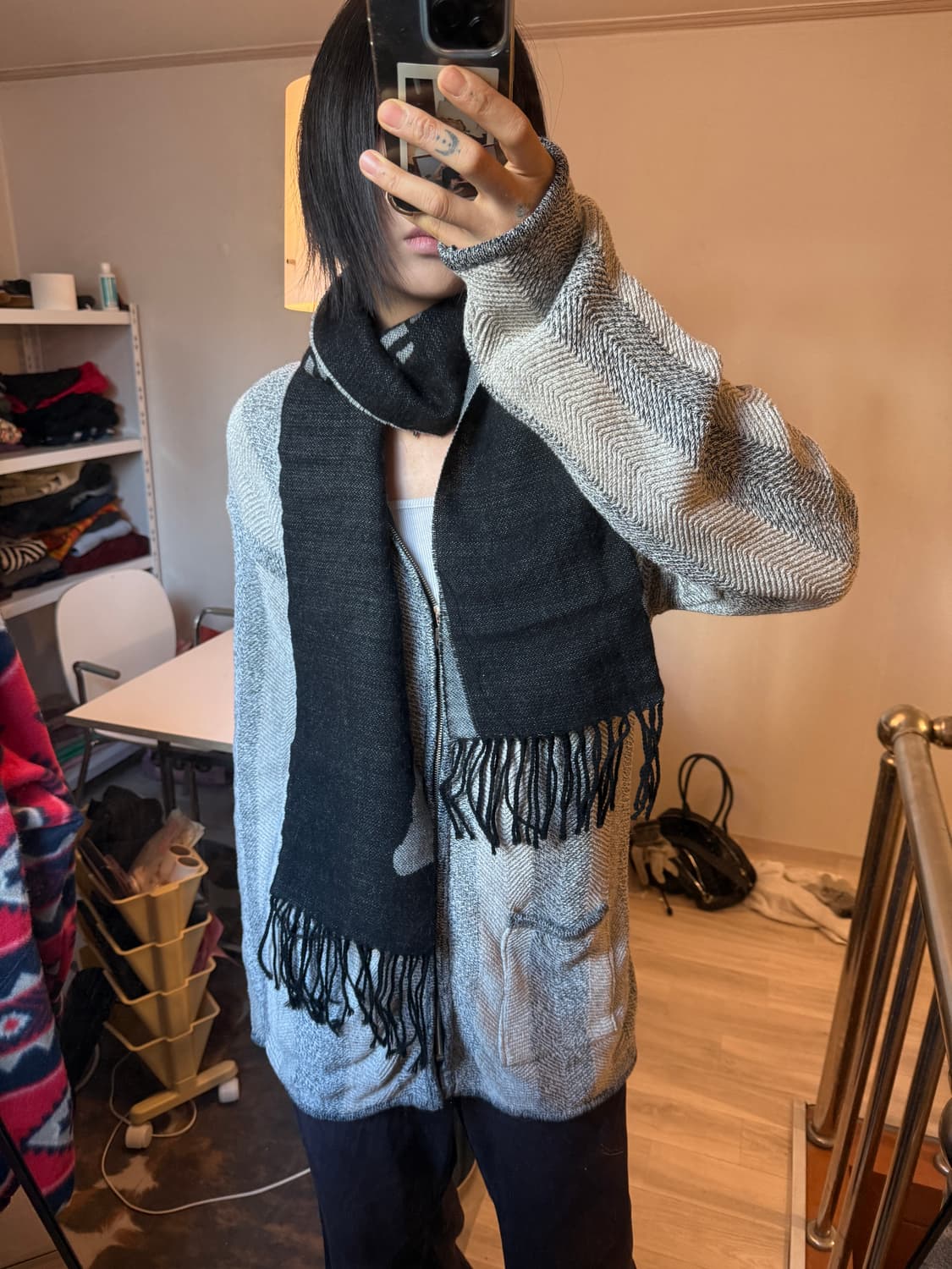 kapital 캐피탈 울 본 머플러 블랙 상품이미지7