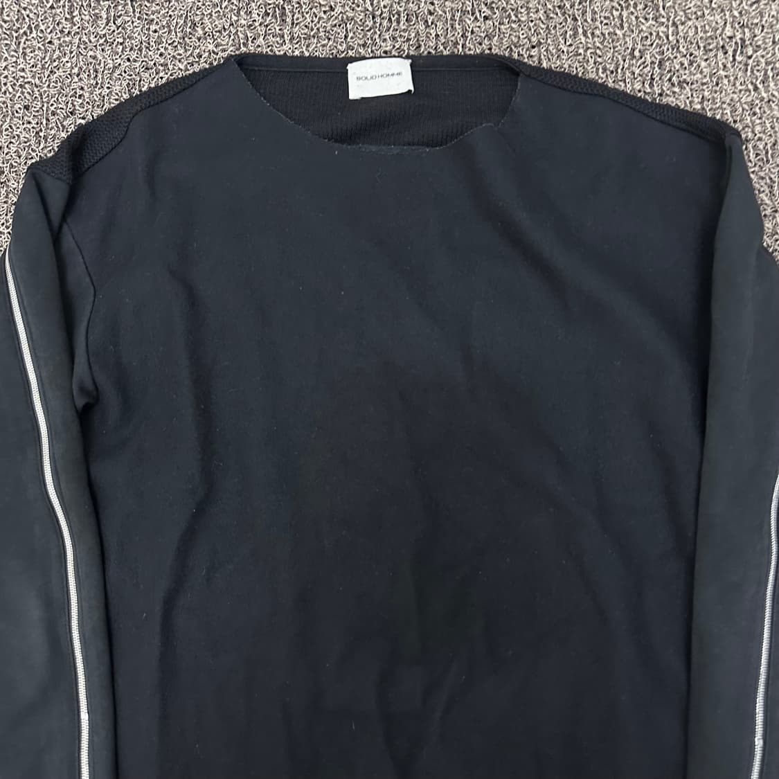 솔리드옴므 지퍼 포인트 맨투맨 블랙 105(XL) 상품이미지2