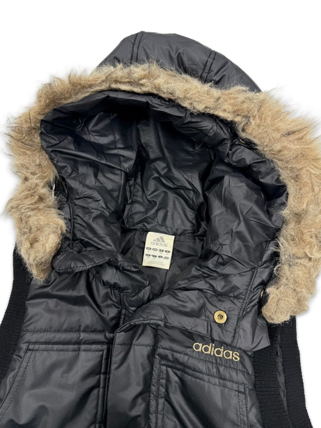 빈티지 아디다스 블랙 펴 후드 패딩 베스트 상품이미지3