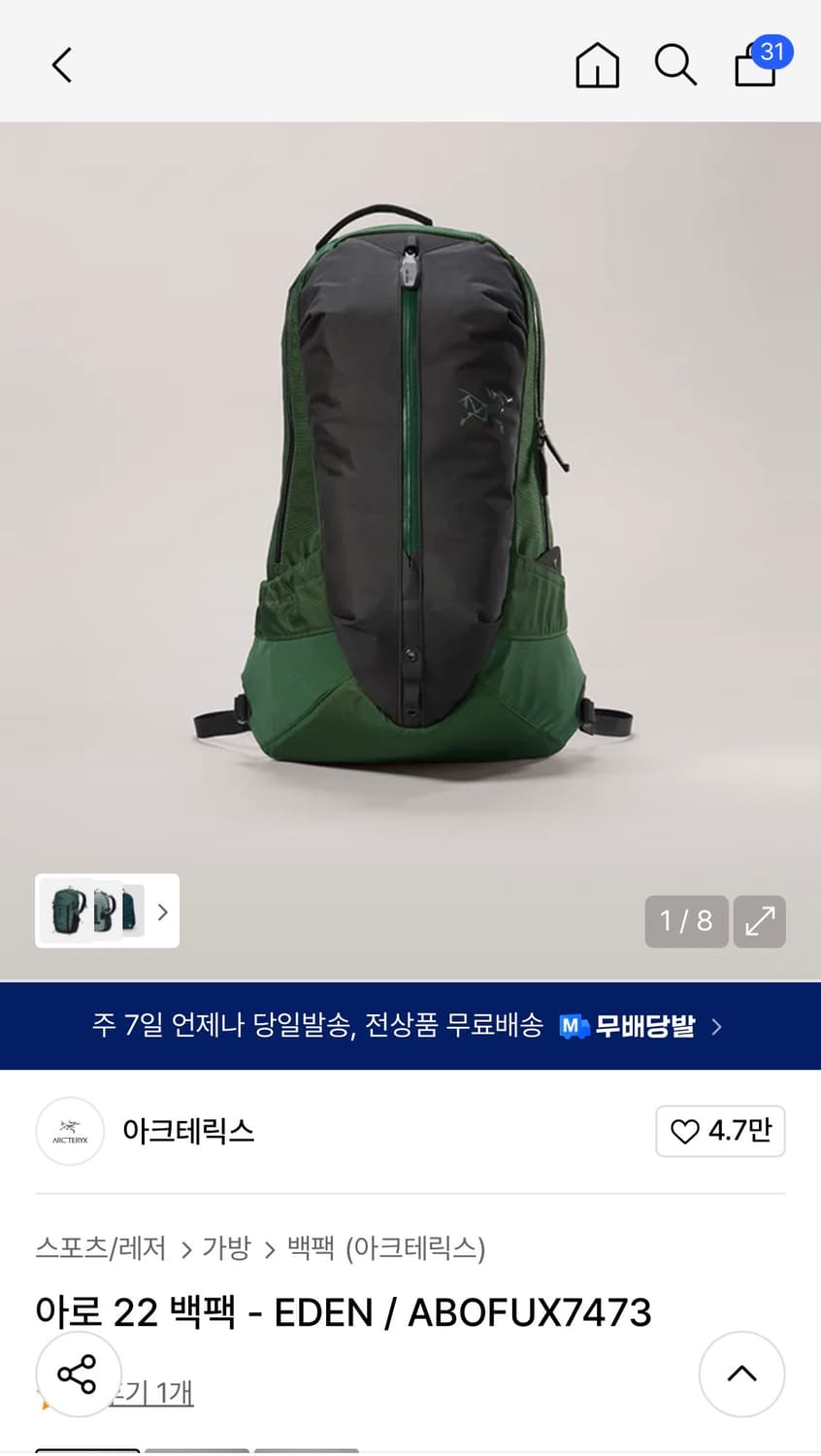 아크테릭스 백팩  상품이미지1