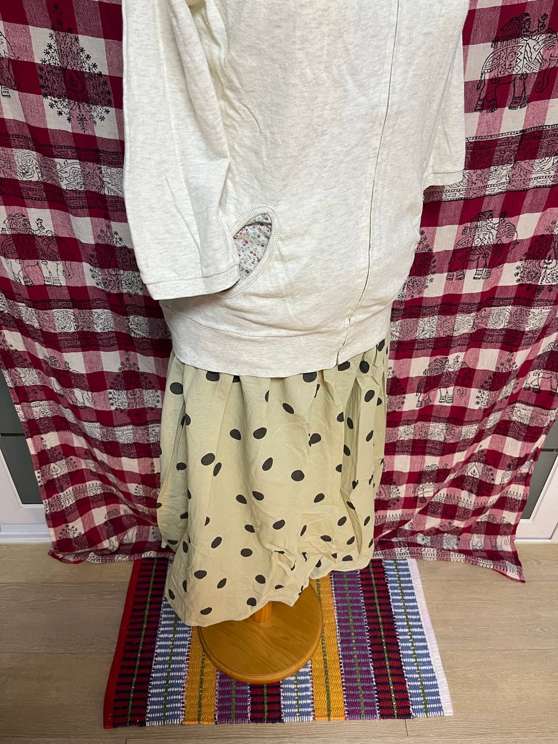 브라운 도트 스커트 상품이미지3