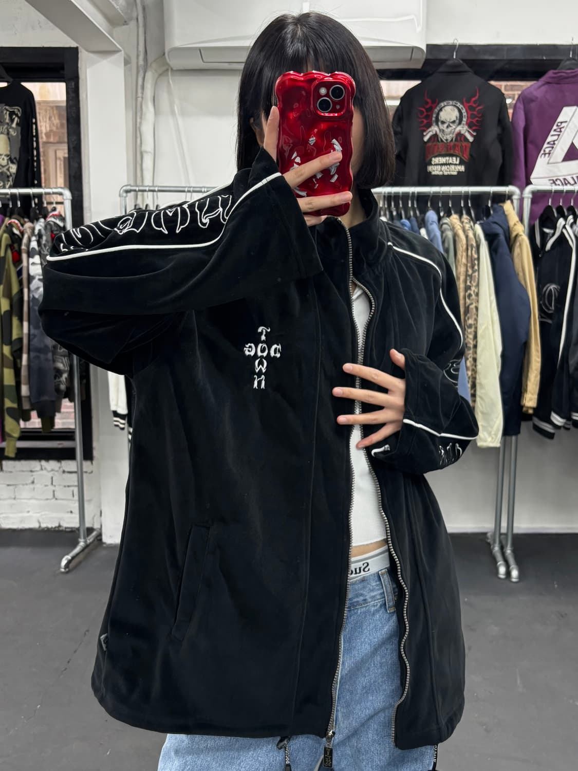 도그타운 사이드 로고 벨벳 집업 상품이미지4