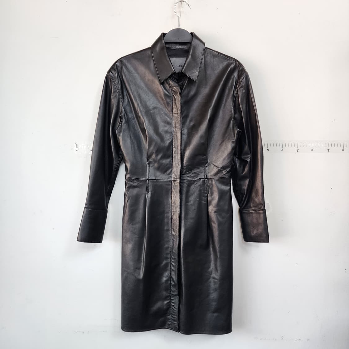 마시모두띠 블랙 가죽 셔츠 원피스 상품이미지1