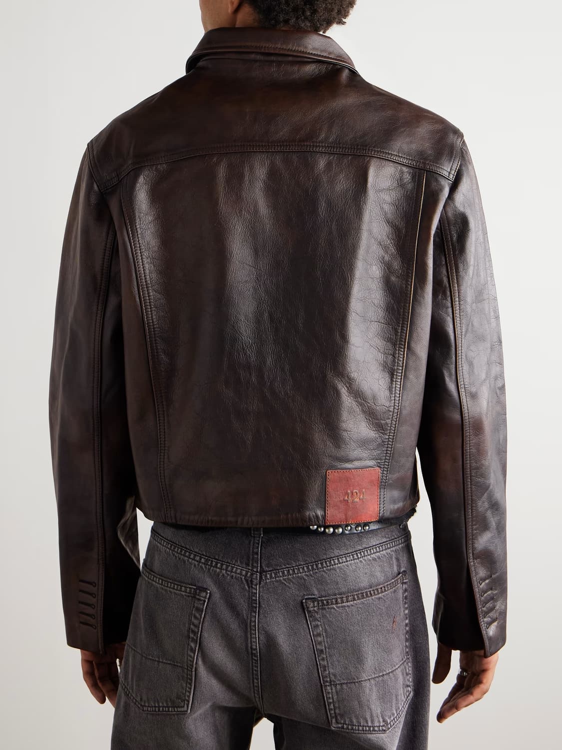 [48] 424 Rub Off 트러커 레더 자켓 상품이미지2