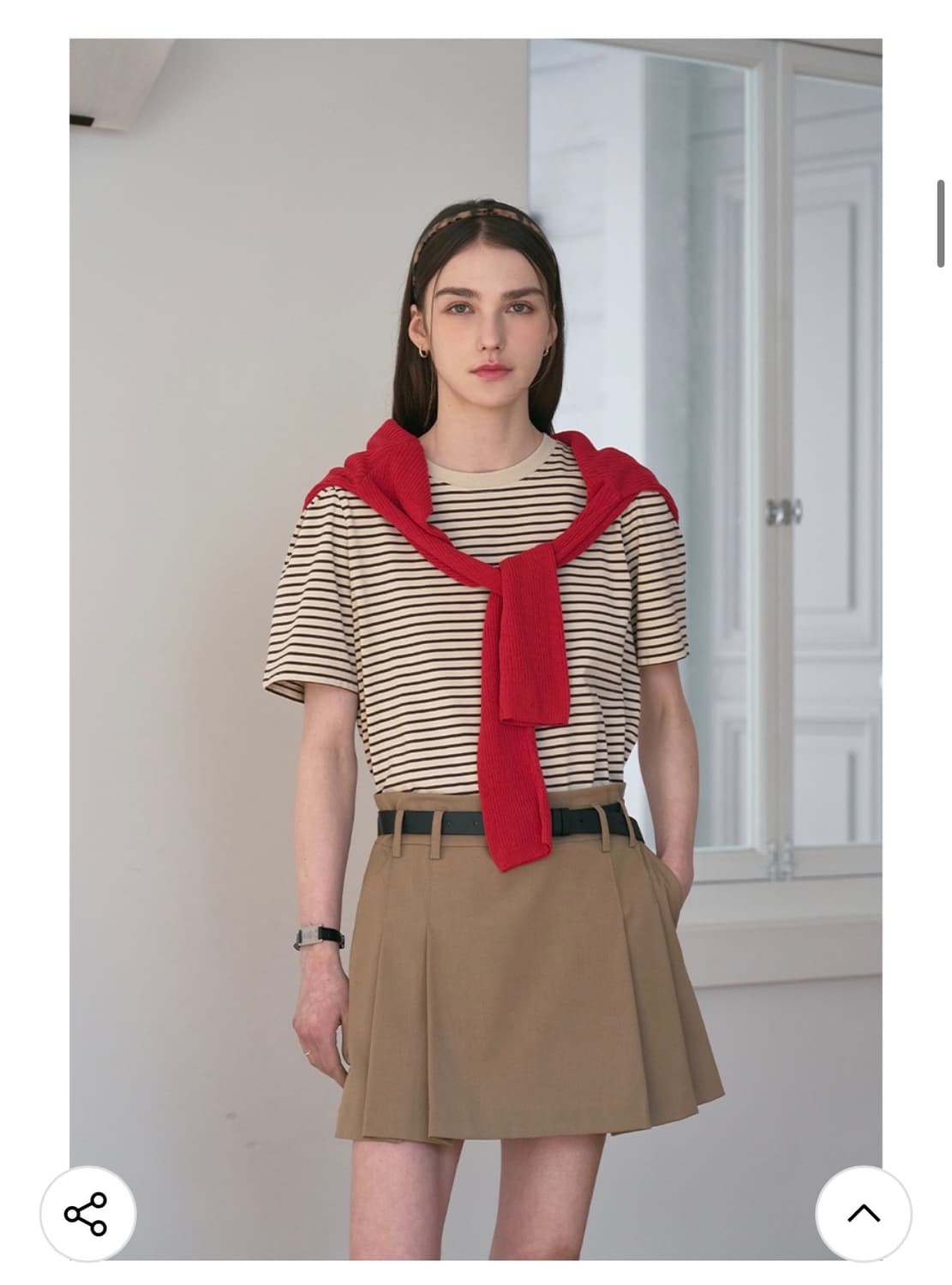 (S) 드로우핏 우먼 스트라이프 퍼프 반팔 티셔츠 [BEIGE] 상품이미지7