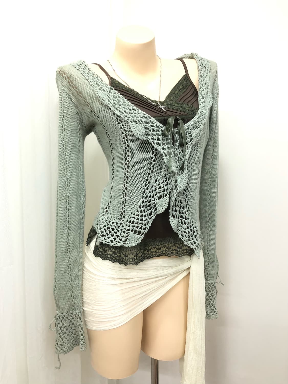 fairy mint crochet frill cardigan 상품이미지4