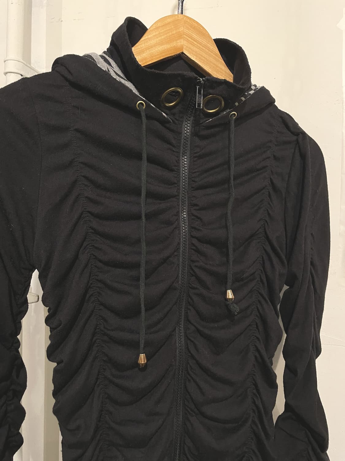 지브라 패턴 셔링 블랙 후드집업 갸루 y2k 상품이미지4