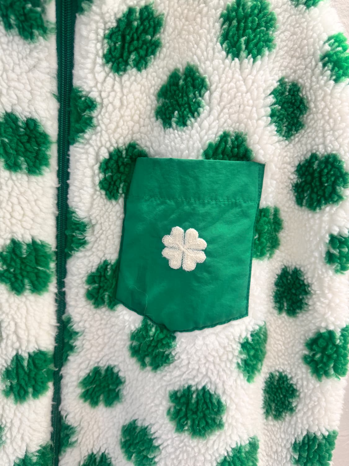 vintage 보아 뽀글이 클로버 집업베스트 상품이미지4