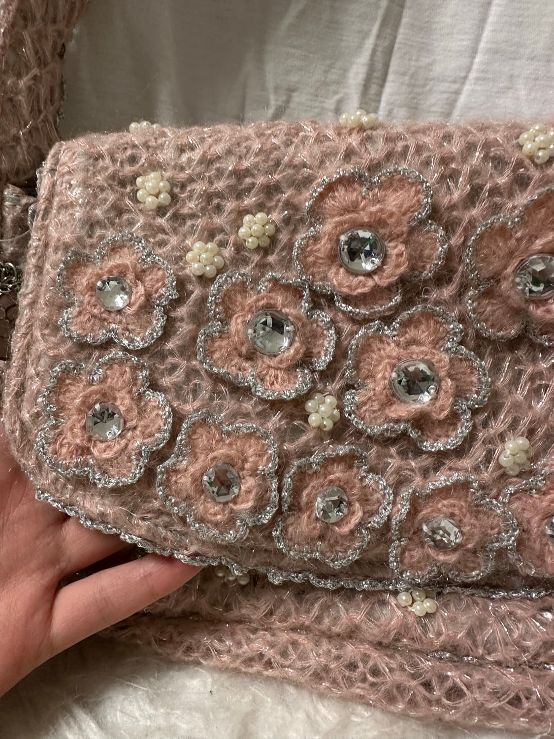 빈티지 로즈 니팅 핸드백 상품이미지2