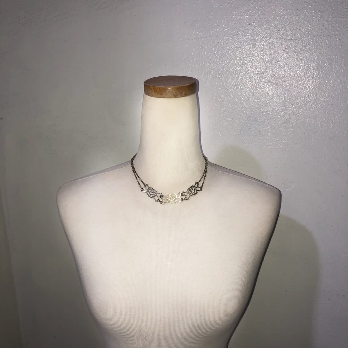 빈티지 실버 로즈 문양 초커 목걸이 페어리 긱시크 갸루 펑크 오리엔탈 상품이미지2