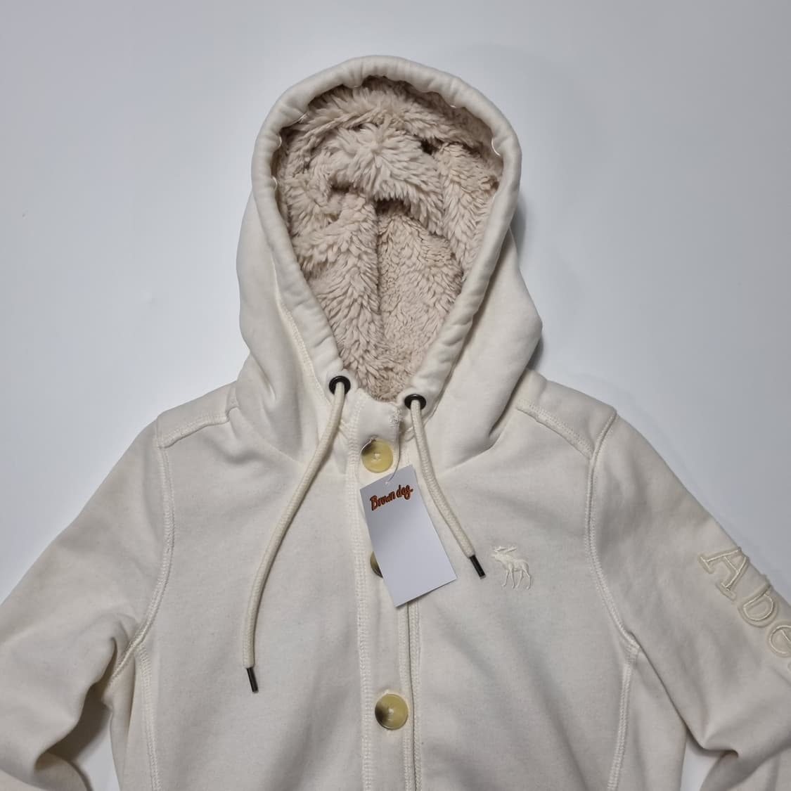 아베크롬비 단추 퍼 후드집업 화이트 상품이미지4