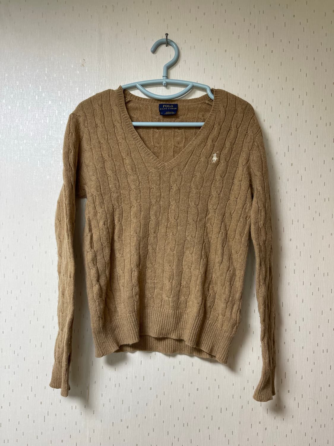 폴로 랄프로렌 정품 여성용 V넥 메리노울 캐시미어 케이블 니트 상품이미지1