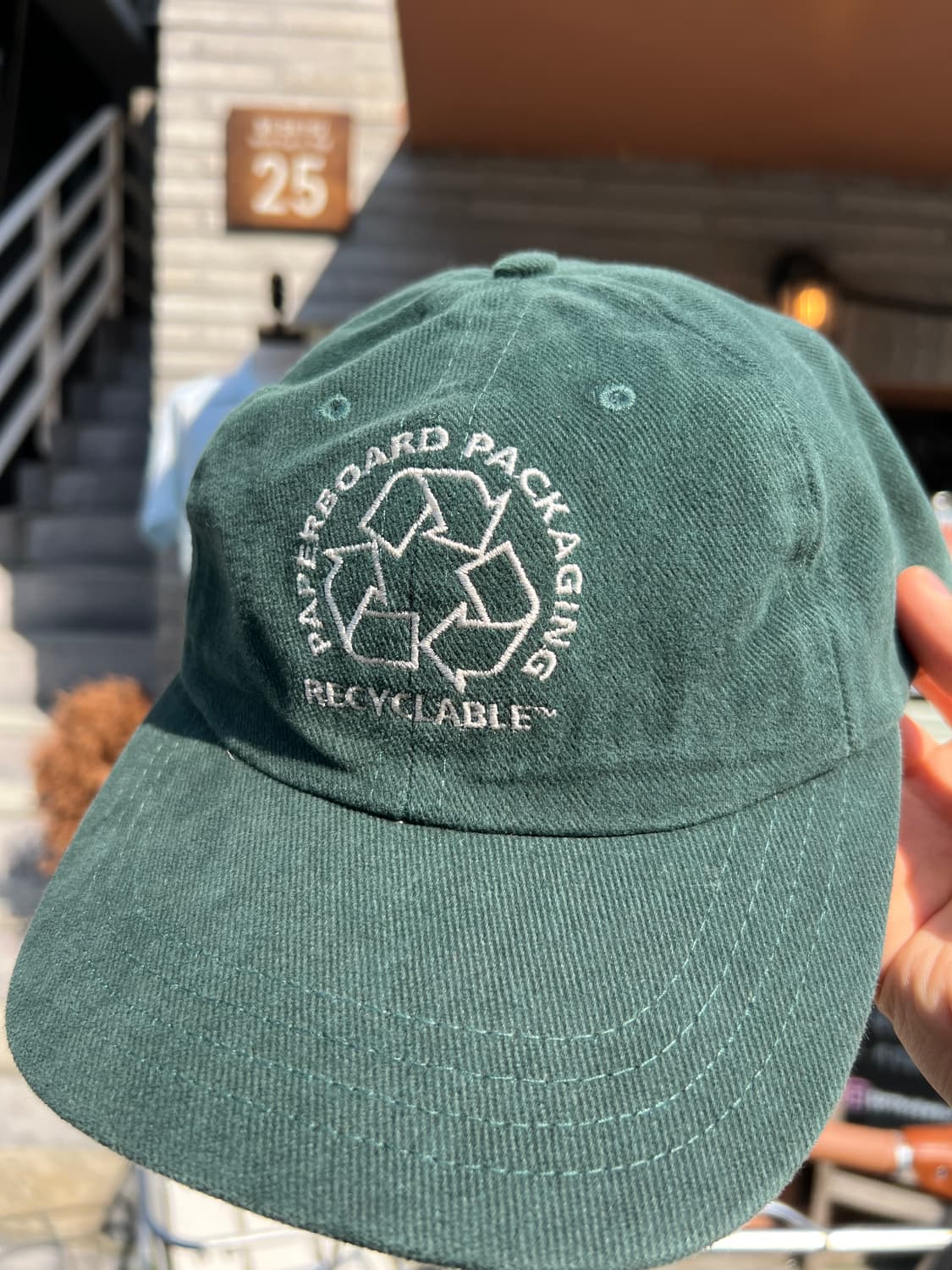 90's Made in USA RECYCLABLE 로고 그린 볼캡 상품이미지3