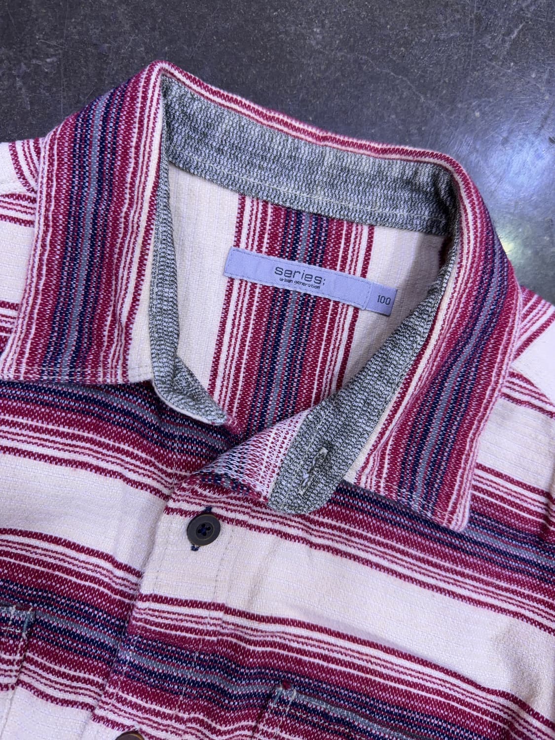 시리즈 에스닉 투포켓 스트라이프 베이지 레드 캐쥬얼 셔츠 100 상품이미지3