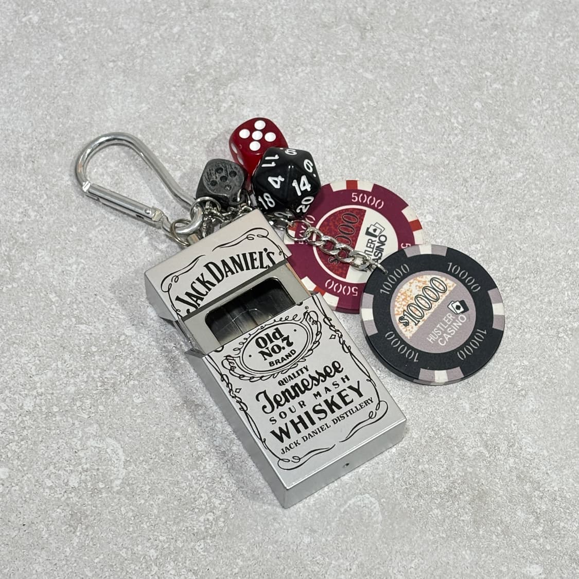 Oribell 잭다니엘 재떨이 스틸 케이스 겜블 칩 키링 열쇠고리 상품이미지6