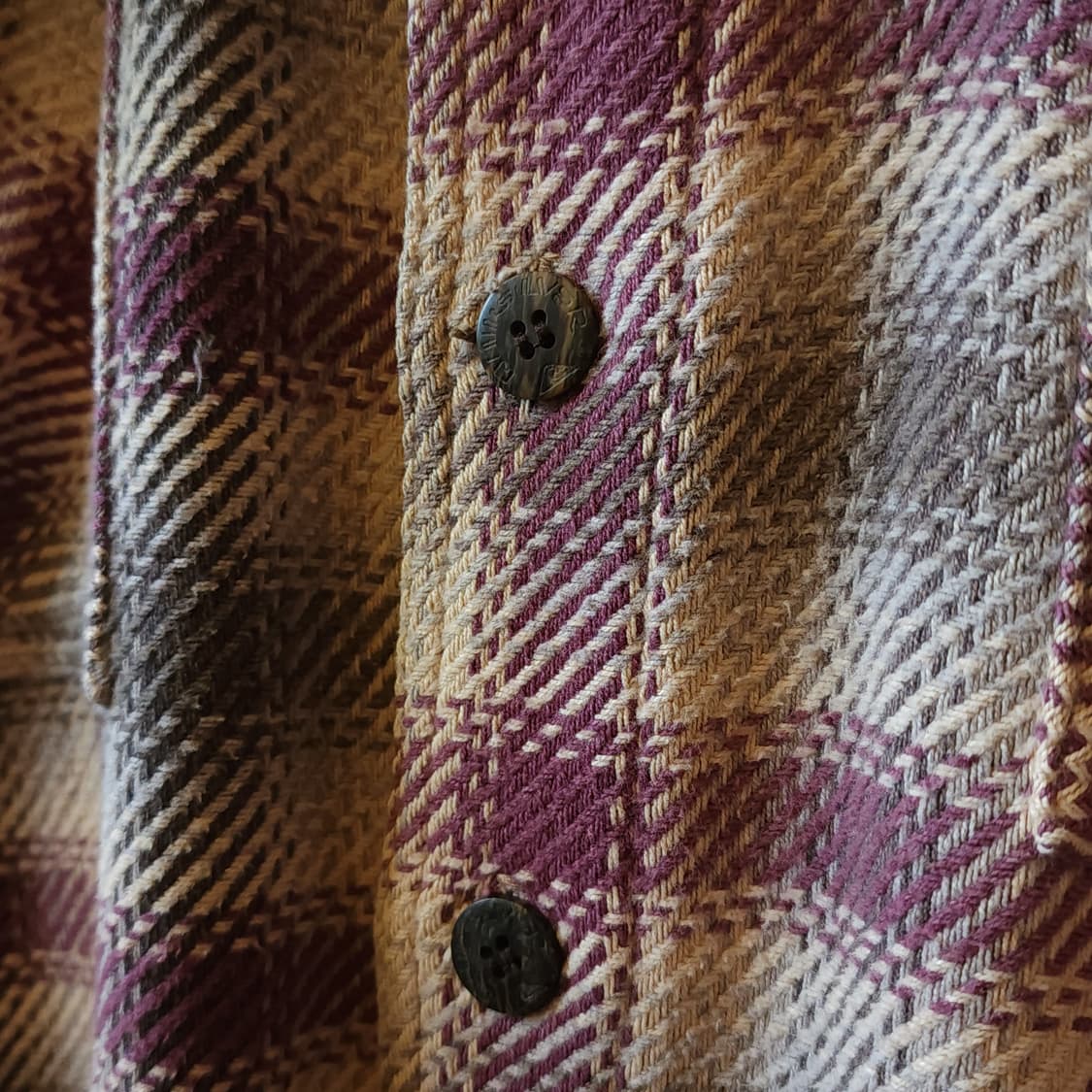 90s 퀵실버 플란넬 셔츠 헤비코튼 워크셔츠 퍼플 체크 L 상품이미지6