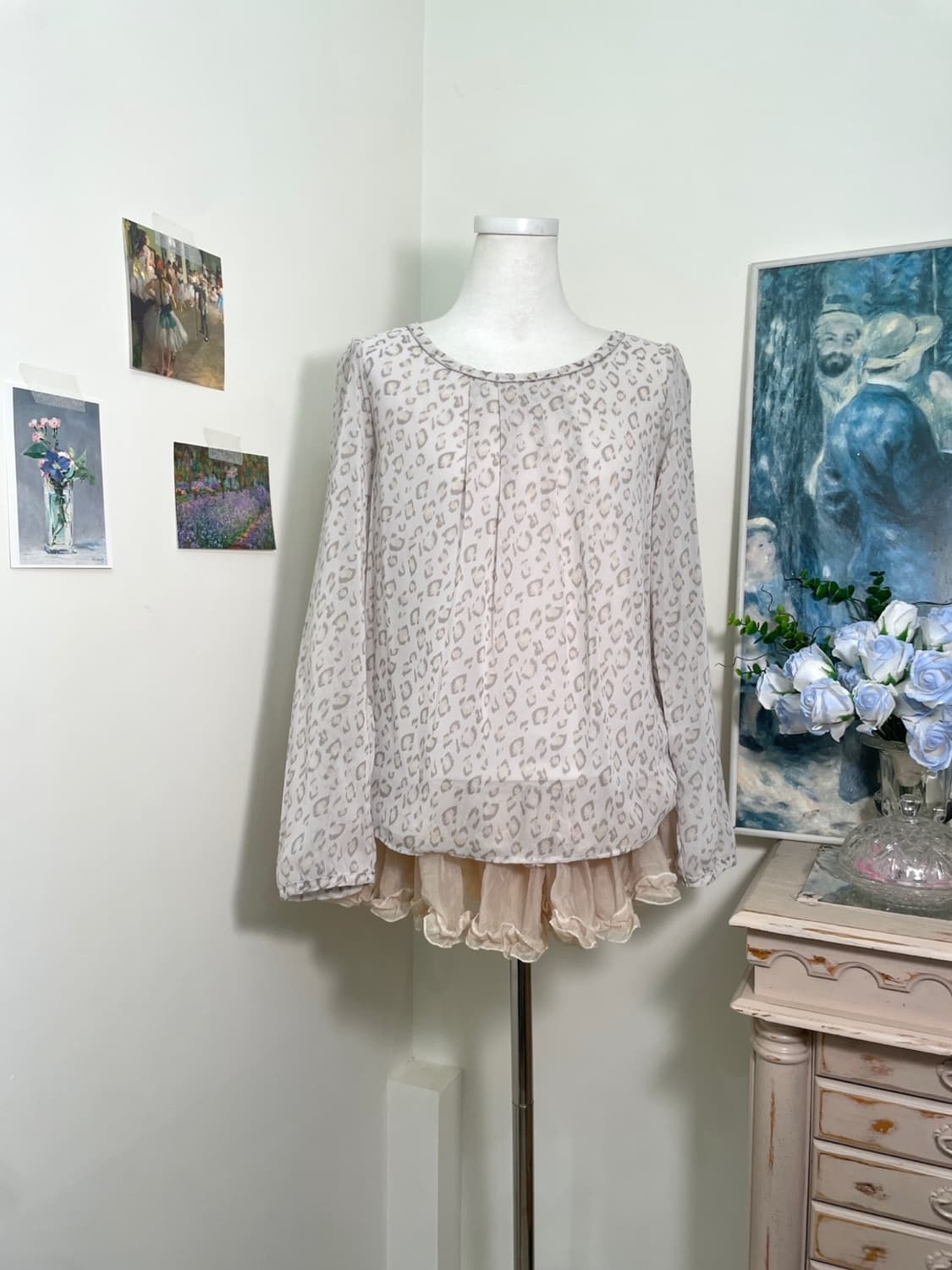 mute lavender leopard pleats point blous 상품이미지1