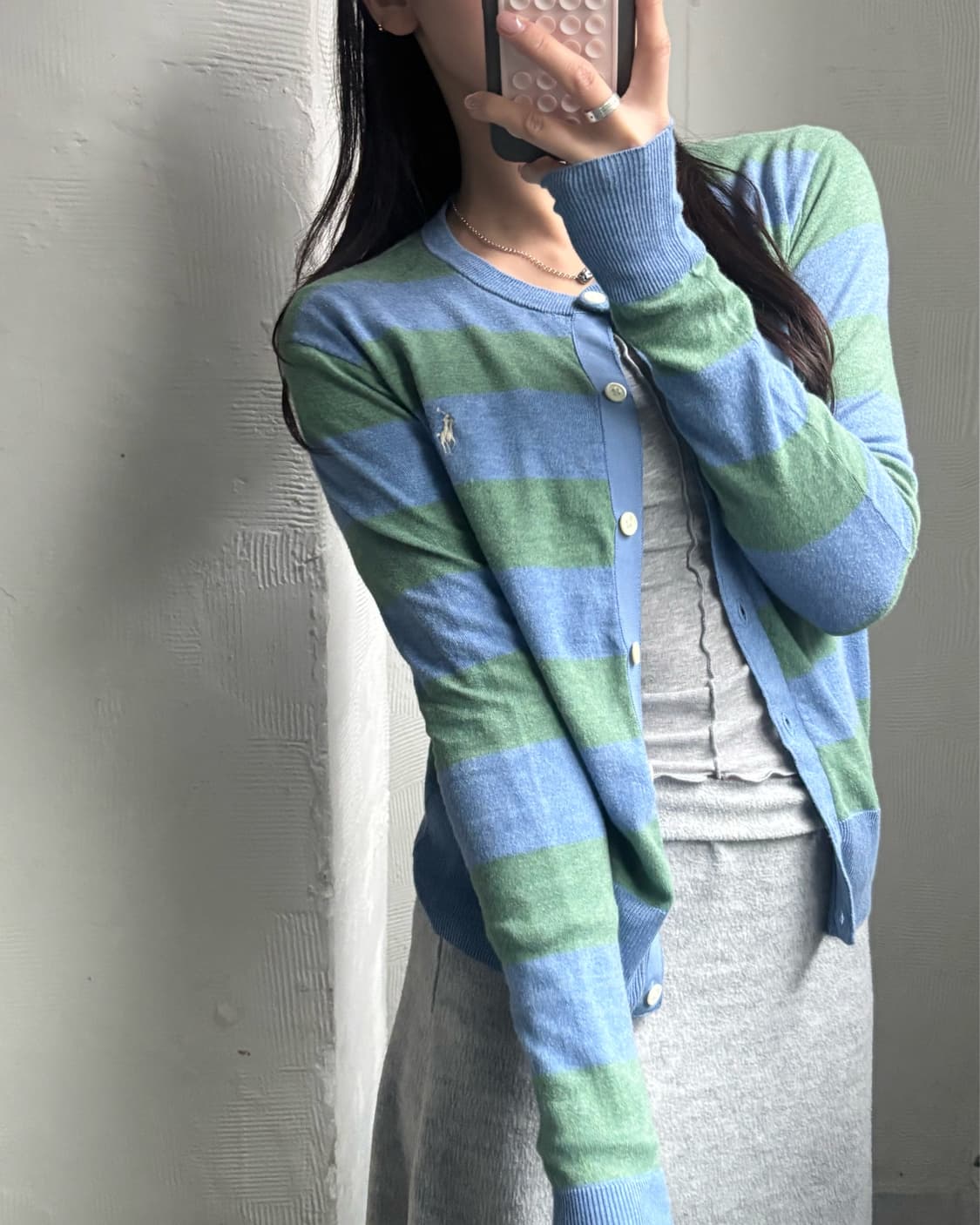 Polo 폴로 랄프로렌 QR신형 단가라패턴 유넥 가디건 상품이미지2