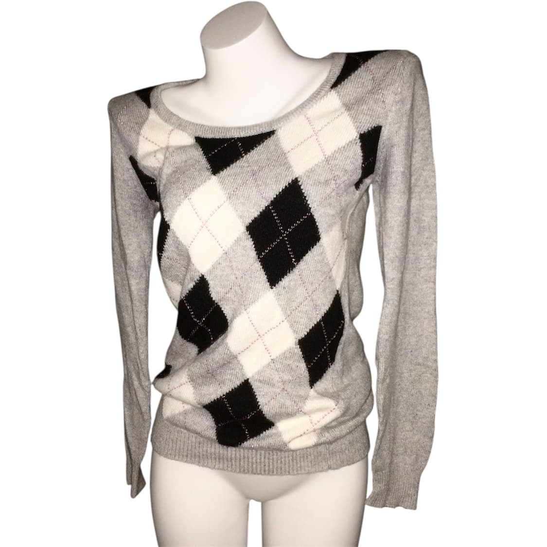 핑크 글리터 아가일 니트 탑 달천 y2k 상품이미지2