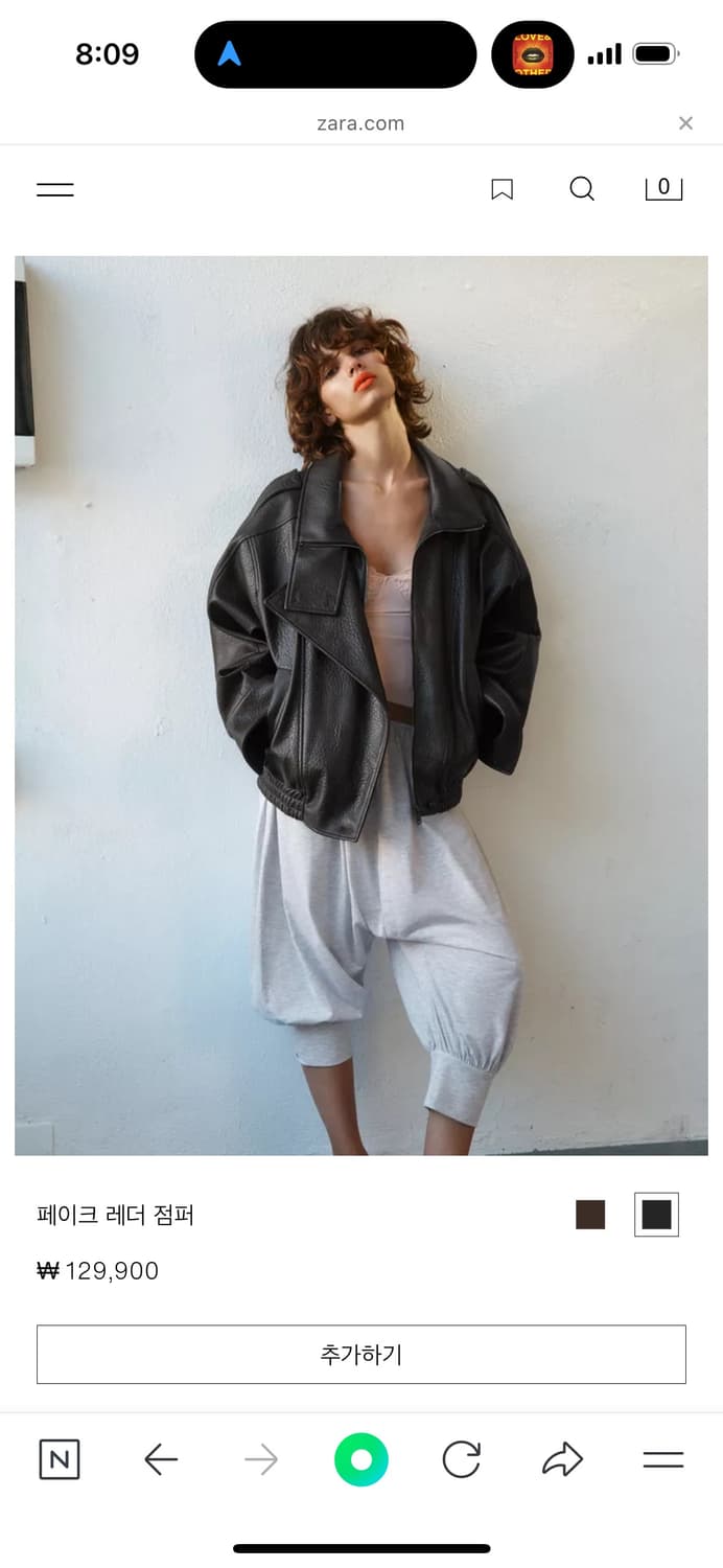 Zara 자라 페이크 레더 점퍼 xs 44 상품이미지2