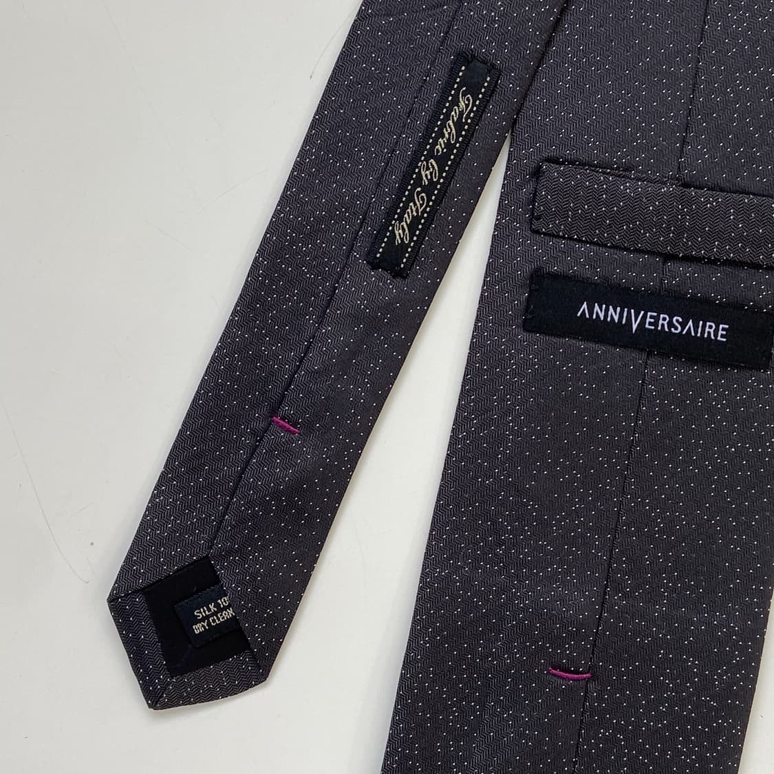 ANNIVERSAIRE 정품 블랙 실크 넥타이 8.2cm 상품이미지6