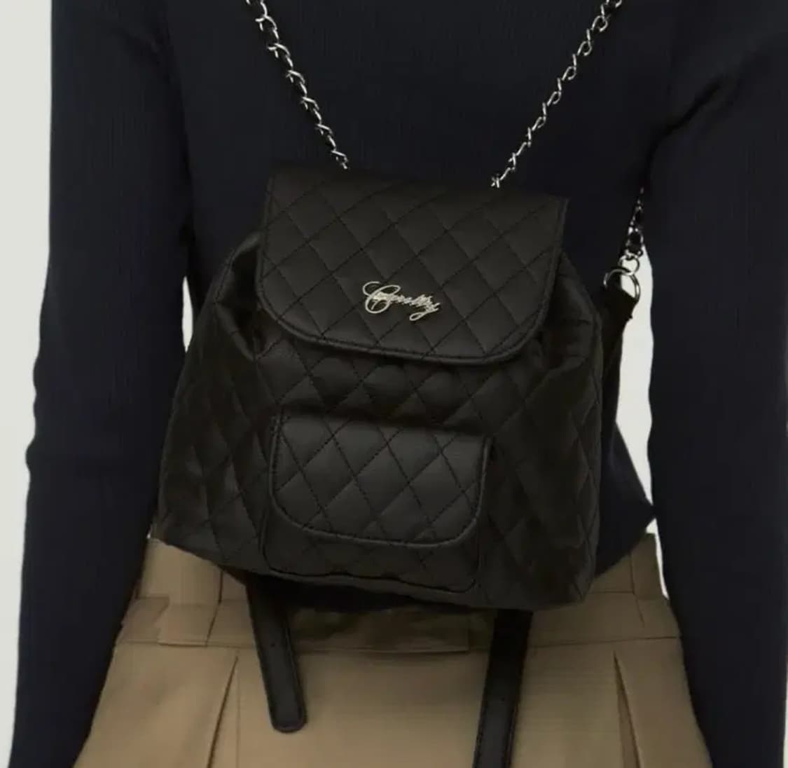 큐리티 퀼팅백팩 블랙 상품이미지2