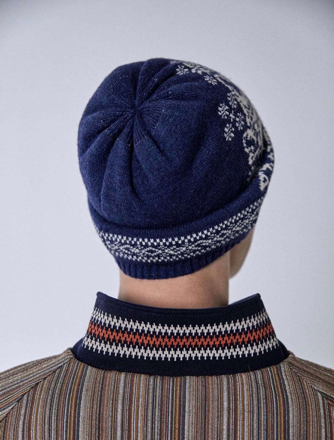 오가프 노르딕 자카드 비니 모자 네이비 상품이미지4
