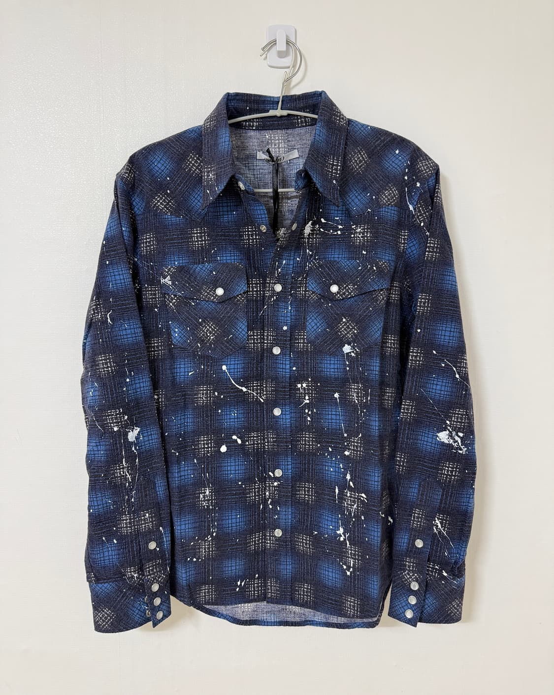 Number (N)ine 페인트 스플래터 플란넬 체크 셔츠  상품이미지1