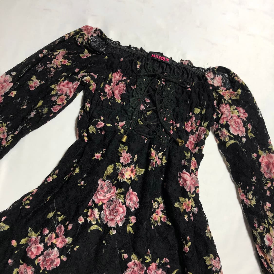 꽃무늬 레이스 원피스 블랙 상품이미지2