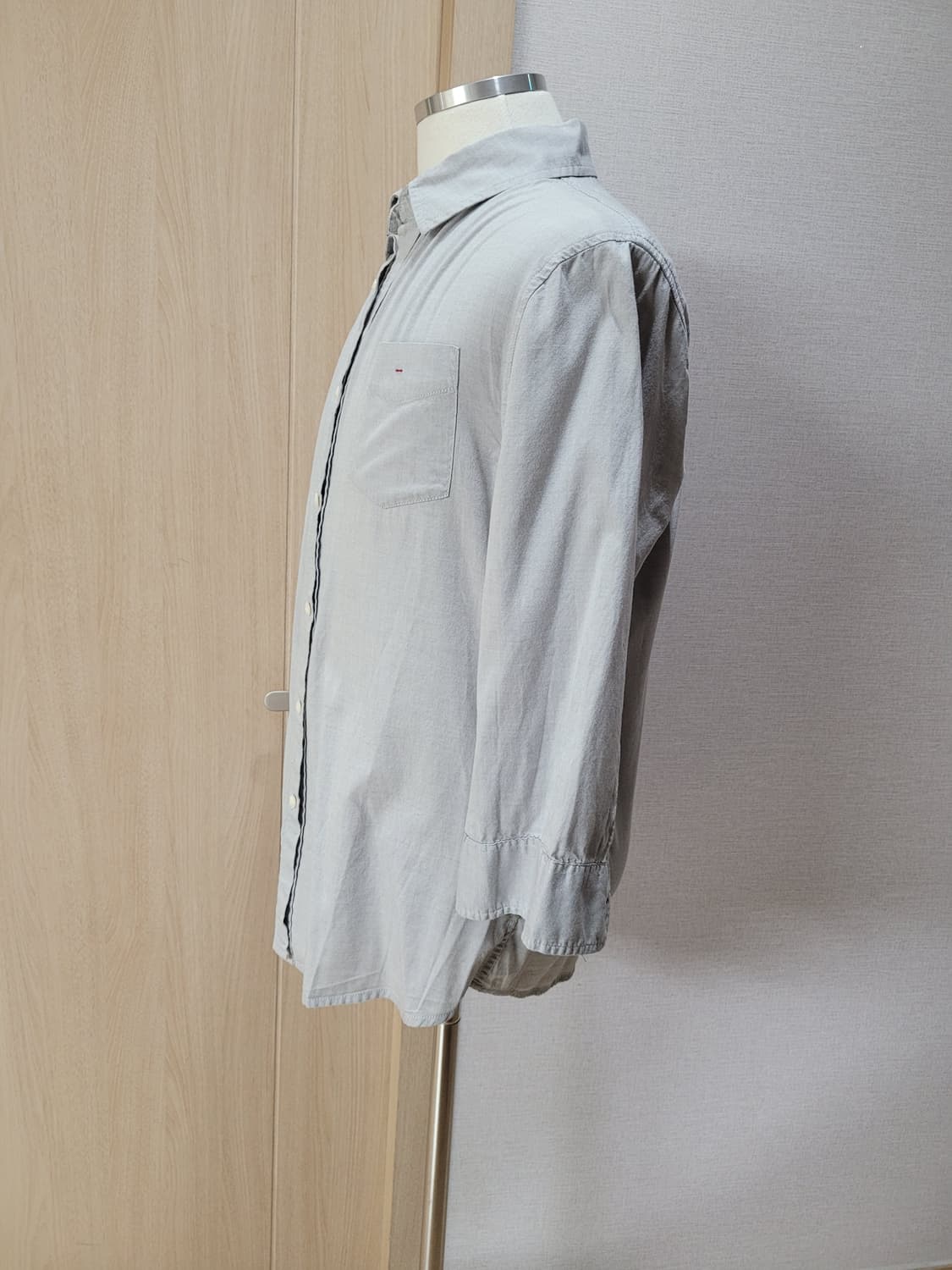 UGIZ 남자 면 7부 셔츠 100 라이트그레이 상품이미지4