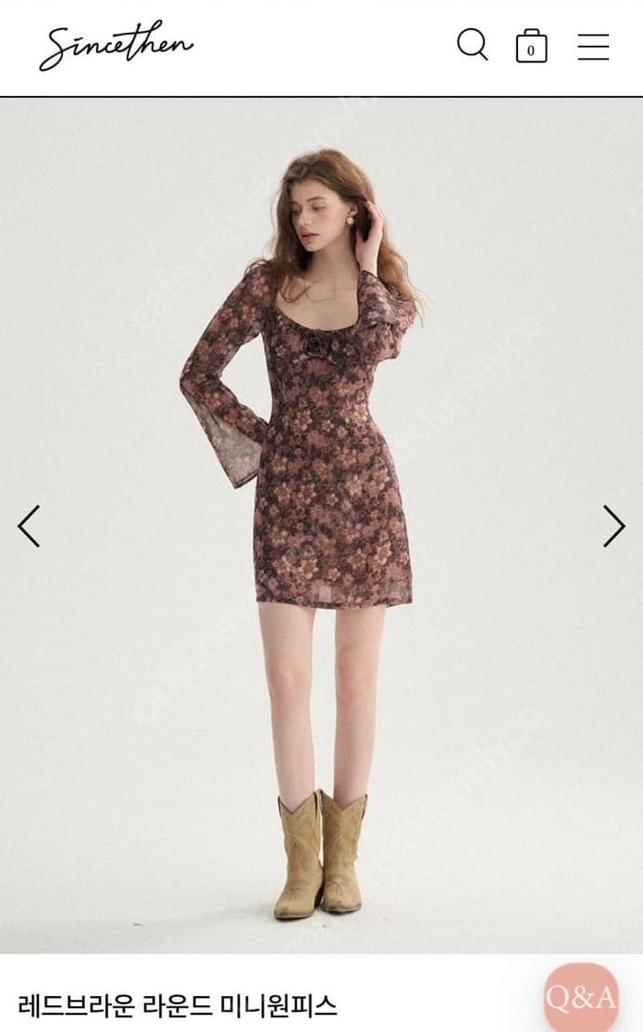 신스덴 레드브라운 라운드 미니원피스 상품이미지1