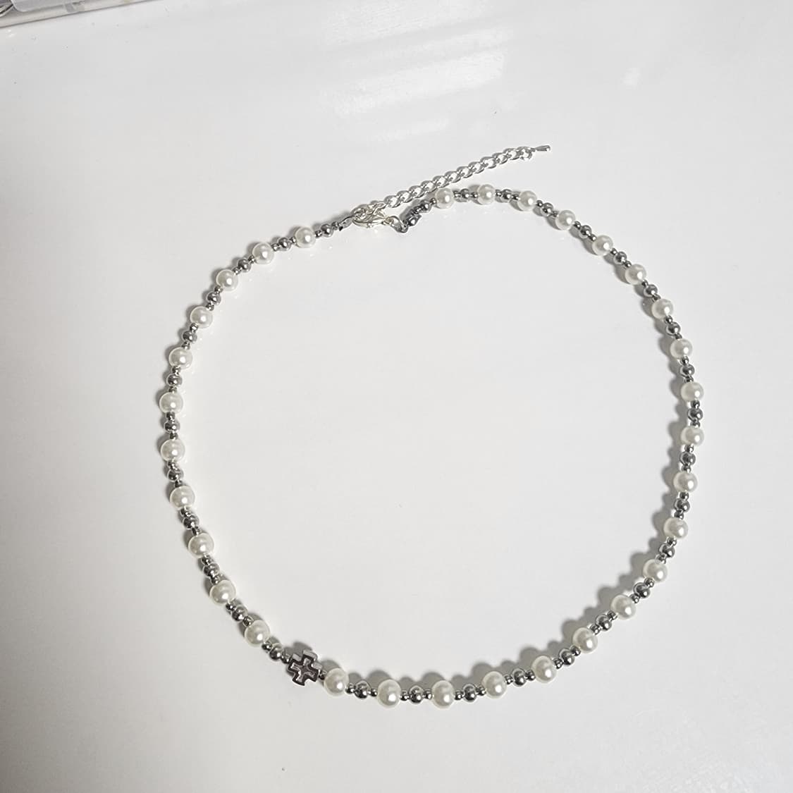 화이트 실버 십자가 목걸이 상품이미지2