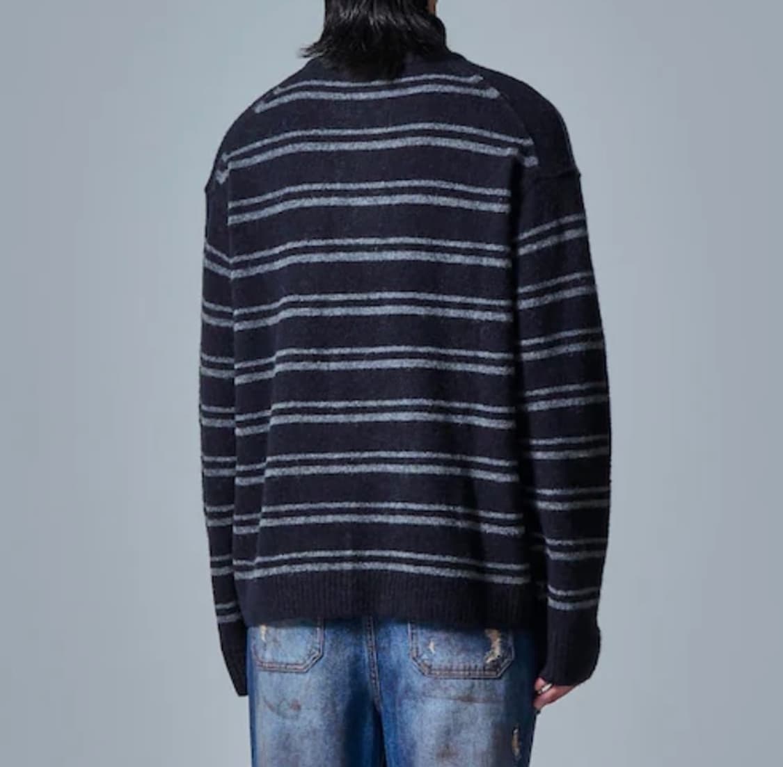 준지 스트라이프 니트 반집업 S 상품이미지3