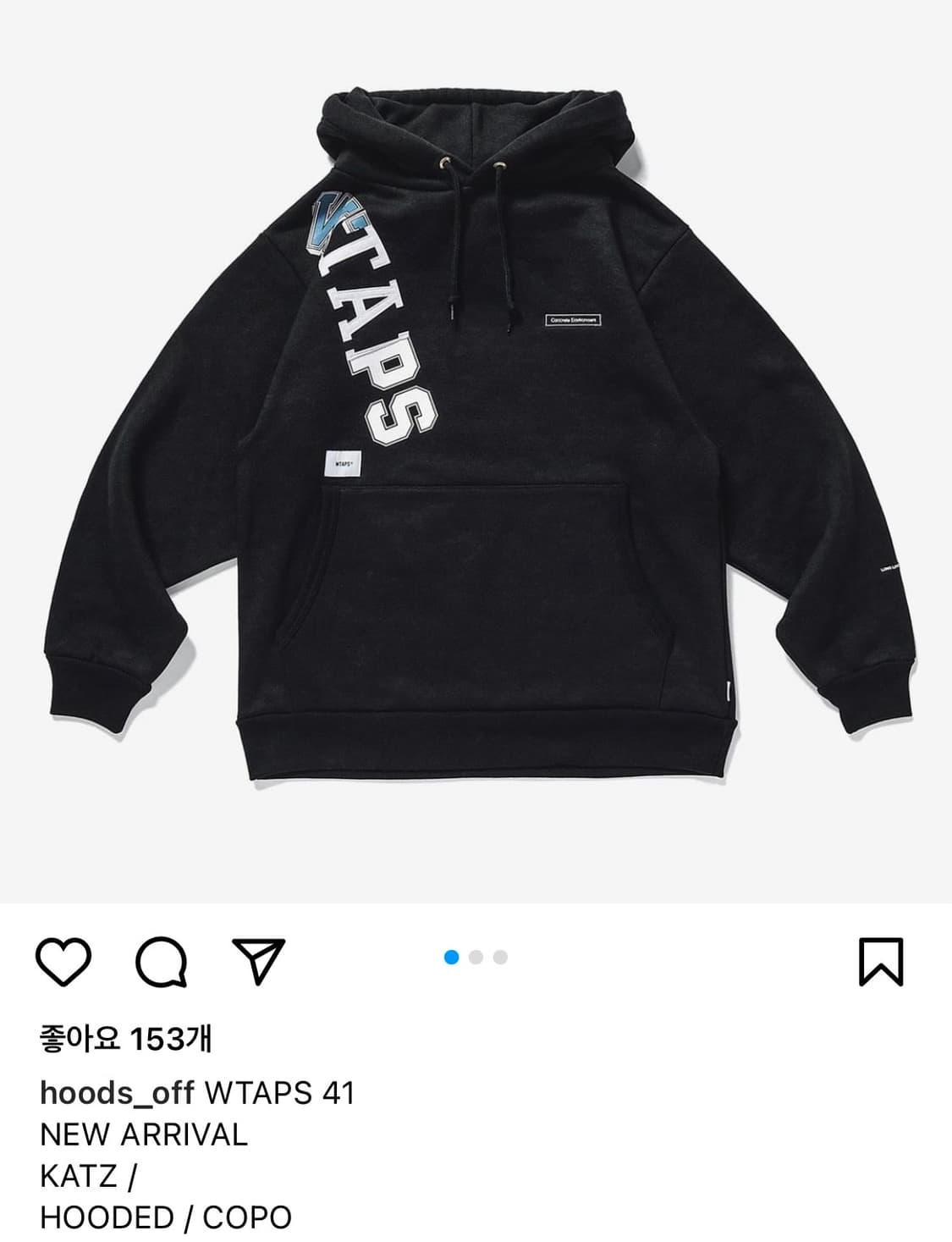 [M] WTAPS 20AW KATZ / HOODED / BLK 상품이미지1