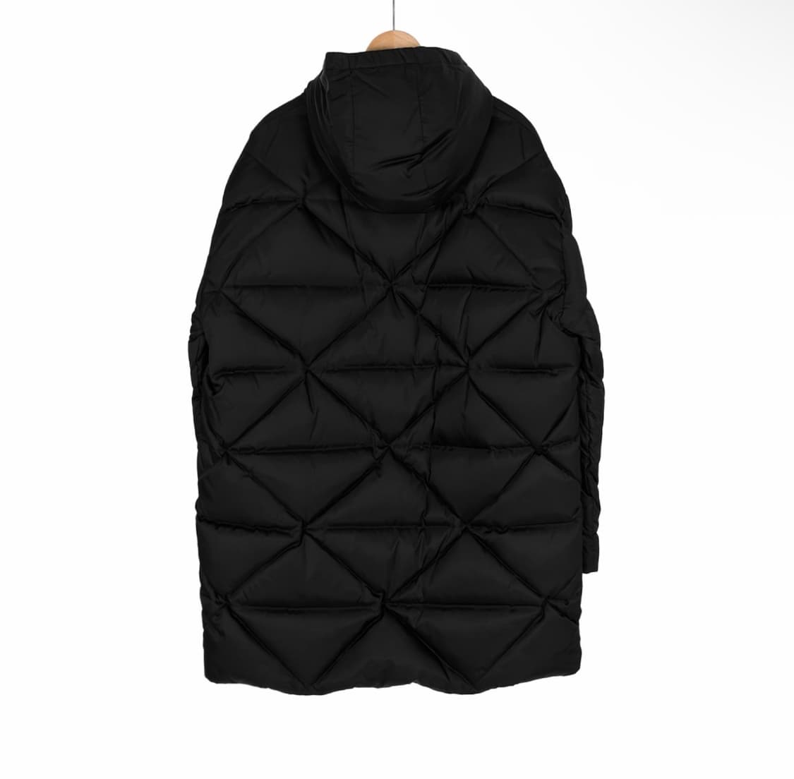 [XXL] 프라다 남성 삼각로고 리나일론 다운 코트 롱 패딩 자켓 블랙 상품이미지2
