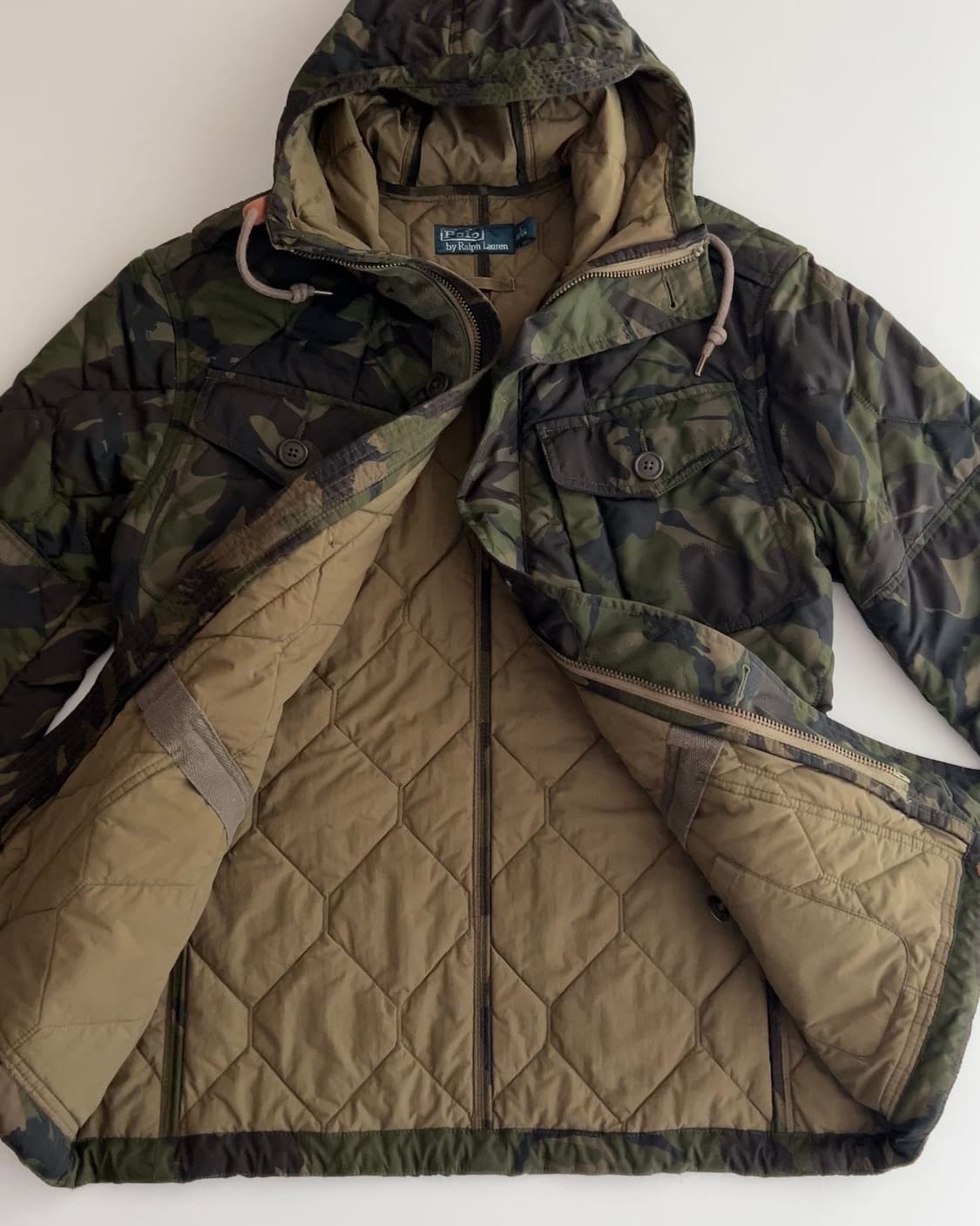 폴로 랄프로렌 카모 퀼팅 후드 자켓 s 상품이미지4