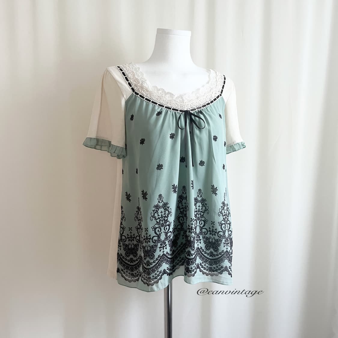 Axes Femme green butterfly lace top 상품이미지5