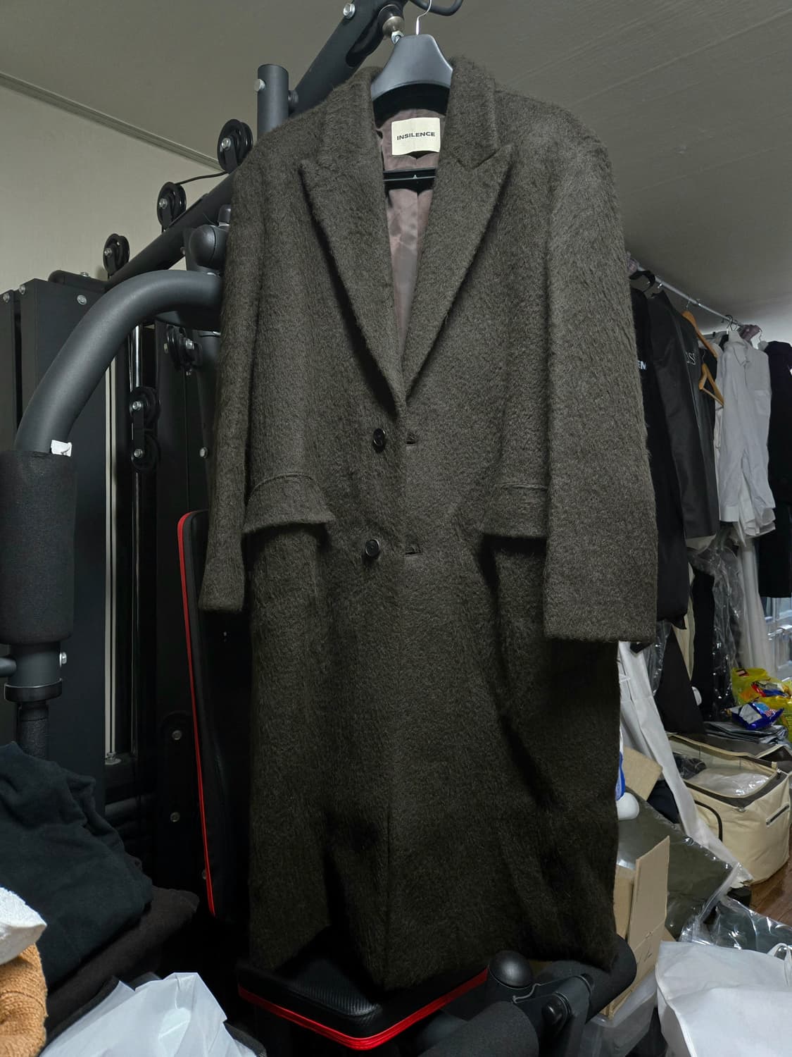 인사일런스 L 헤어리 알파카 오버사이즈 코트 DARK BROWN 브라운 상품이미지7