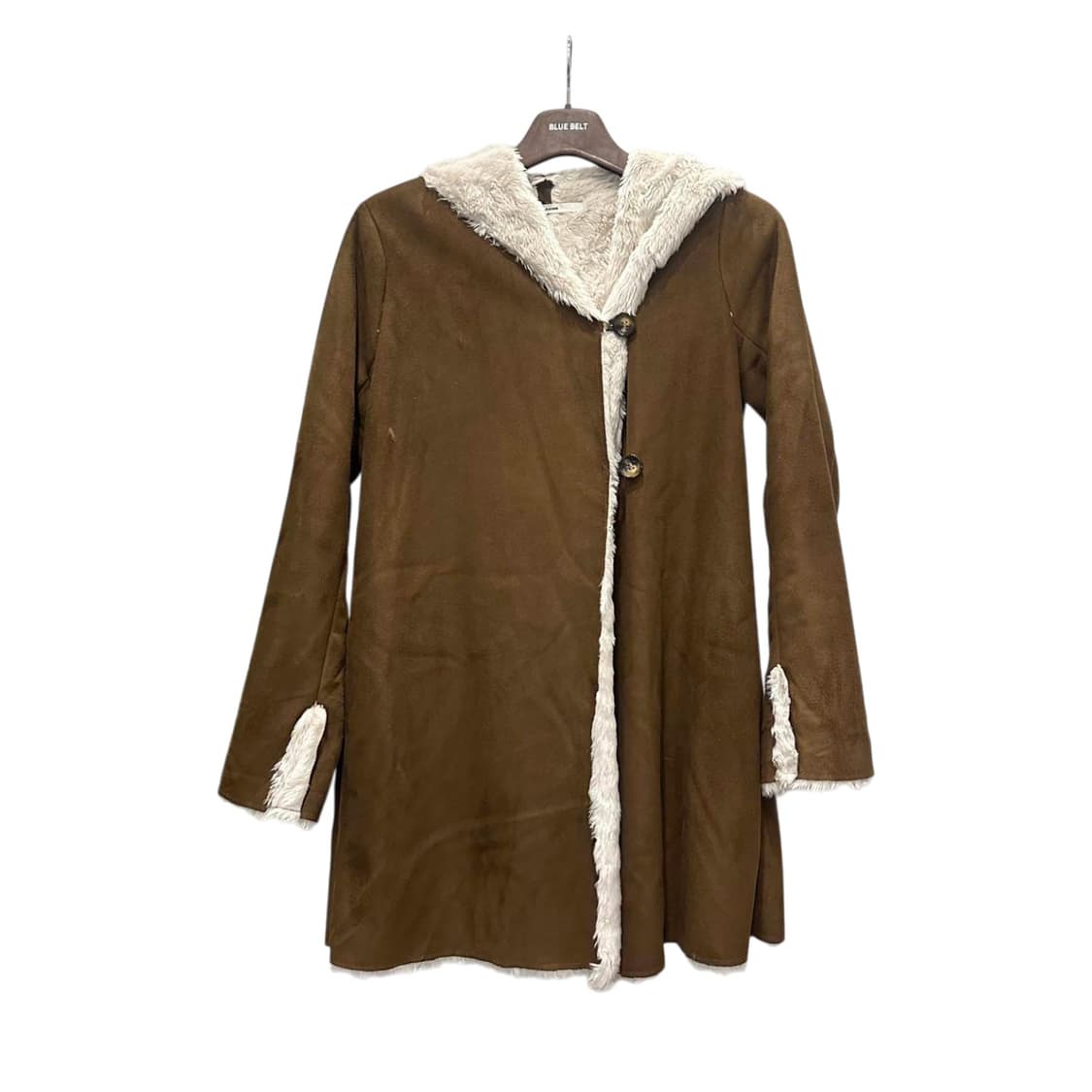 JPN VINTAGE 무스탕 후드 퍼자켓 투버튼 투포켓 디테일 브라운 상품이미지1