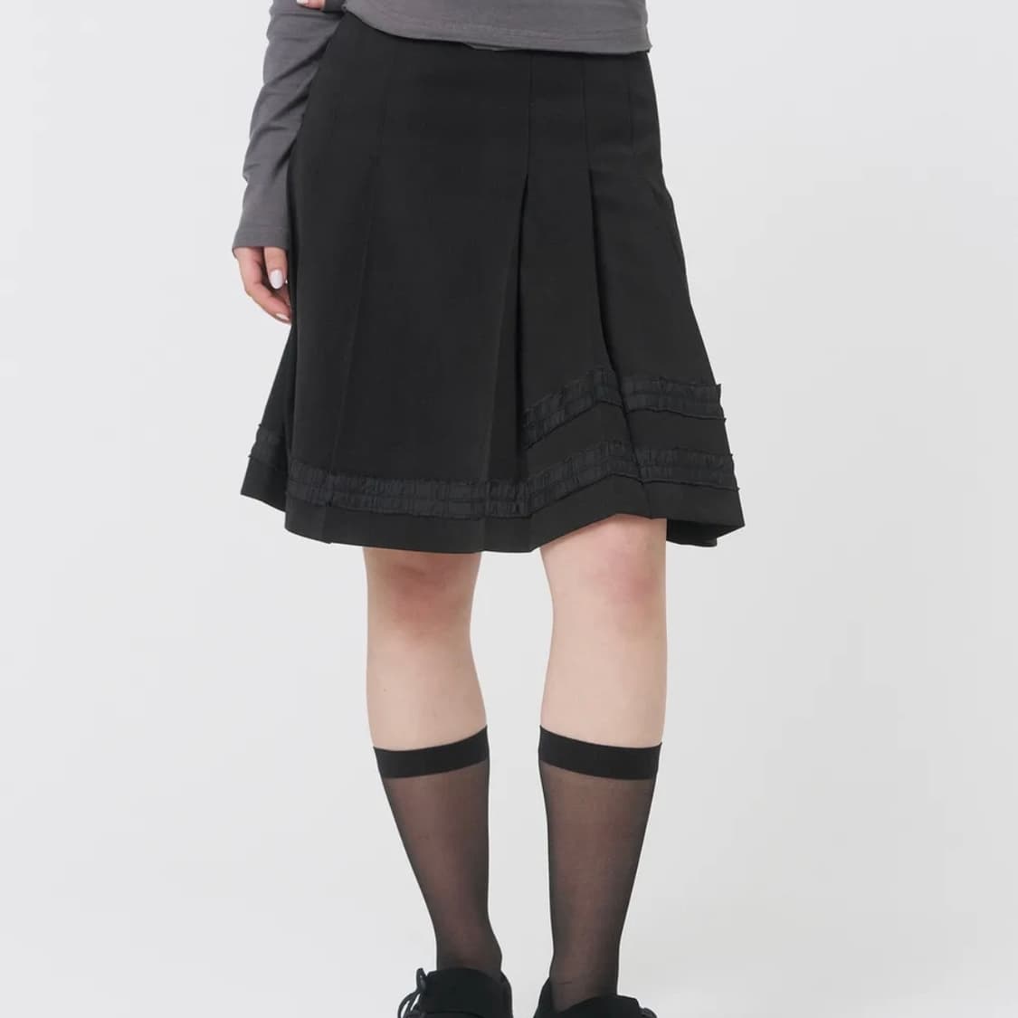 미세키서울 Trimmed midi skirt BLACK 상품이미지1
